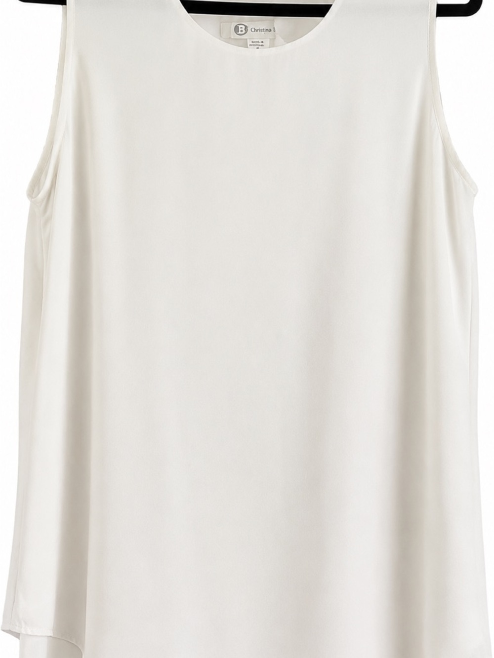 Christina B Womens XL White Sleeveless High Low Tunic Blouse Flowy Layering Top